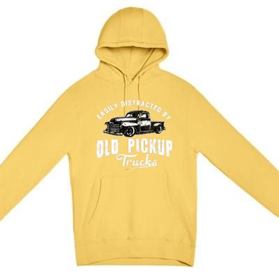 Easily Distracted By Old Pickup Square Body Trucks Lowrider Premium Pullover Hoodie