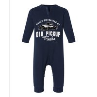 Easily Distracted By Old Pickup Square Body Trucks Lowrider Infant Fleece One Piece