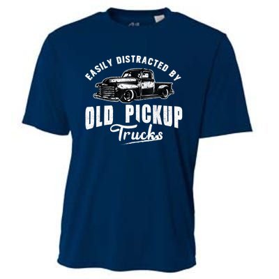 Easily Distracted By Old Pickup Square Body Trucks Lowrider Cooling Performance Crew T-Shirt