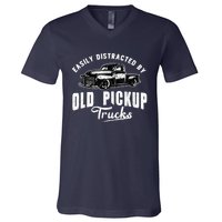 Easily Distracted By Old Pickup Square Body Trucks Lowrider V-Neck T-Shirt