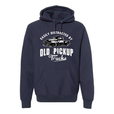 Easily Distracted By Old Pickup Square Body Trucks Lowrider Premium Hoodie