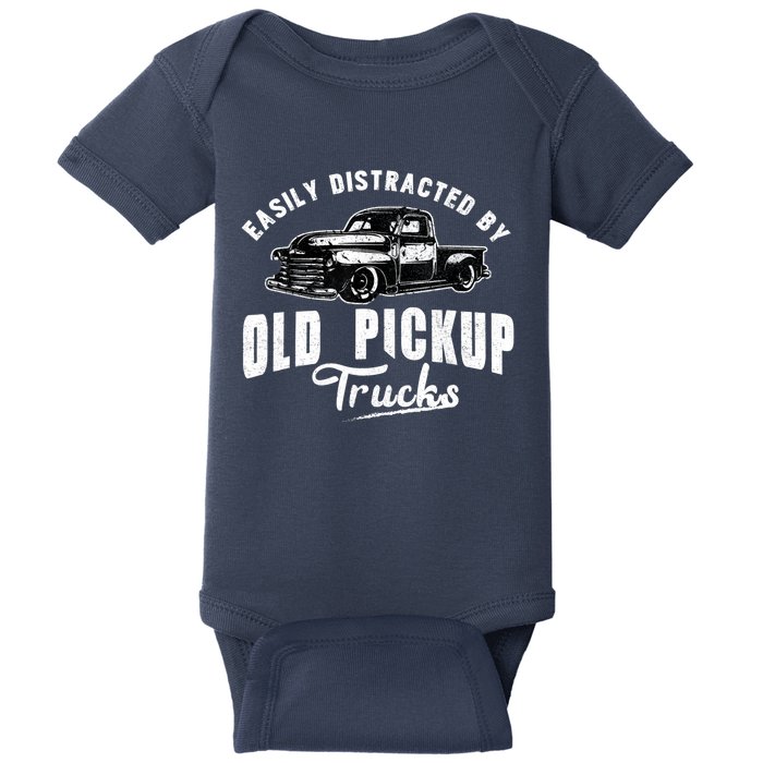 Easily Distracted By Old Pickup Square Body Trucks Lowrider Baby Bodysuit