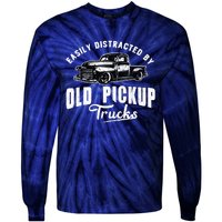 Easily Distracted By Old Pickup Square Body Trucks Lowrider Tie-Dye Long Sleeve Shirt