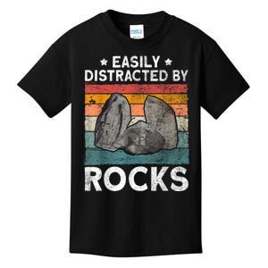 Easily Distracted By Rocks Retro Kids T-Shirt