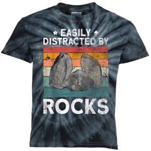 Easily Distracted By Rocks Retro Kids Tie-Dye T-Shirt