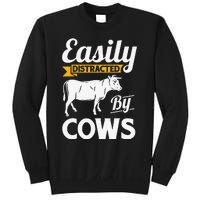 Easily Distracted By Cows Funny Cow Famers Sweatshirt