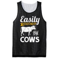 Easily Distracted By Cows Funny Cow Famers Mesh Reversible Basketball Jersey Tank