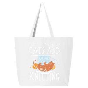 Easily Distracted By Cats And Knitting Crochet Kitty Lover Gift 25L Jumbo Tote