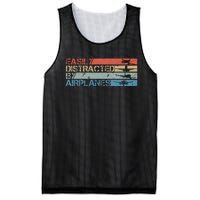 Easily Distracted By Airplanes Aviation Pilot Airplane Lover Mesh Reversible Basketball Jersey Tank