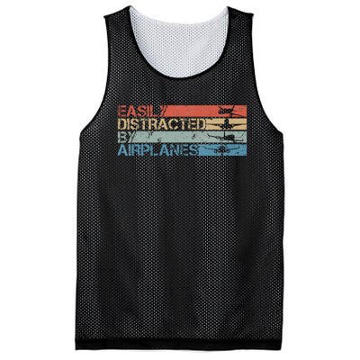 Easily Distracted By Airplanes Aviation Pilot Airplane Lover Mesh Reversible Basketball Jersey Tank