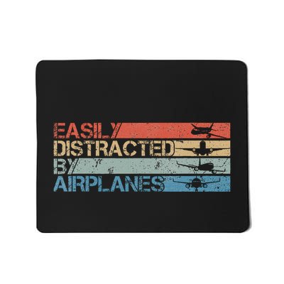 Easily Distracted By Airplanes Aviation Pilot Airplane Lover Mousepad
