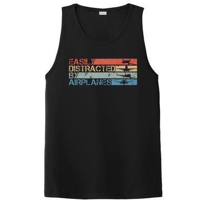 Easily Distracted By Airplanes Aviation Pilot Airplane Lover PosiCharge Competitor Tank