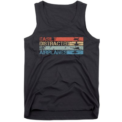 Easily Distracted By Airplanes Aviation Pilot Airplane Lover Tank Top