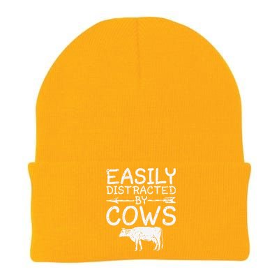 Easily Distracted by Cows funny Cow Famer Knit Cap Winter Beanie