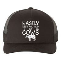 Easily Distracted by Cows funny Cow Famer Yupoong Adult 5-Panel Trucker Hat