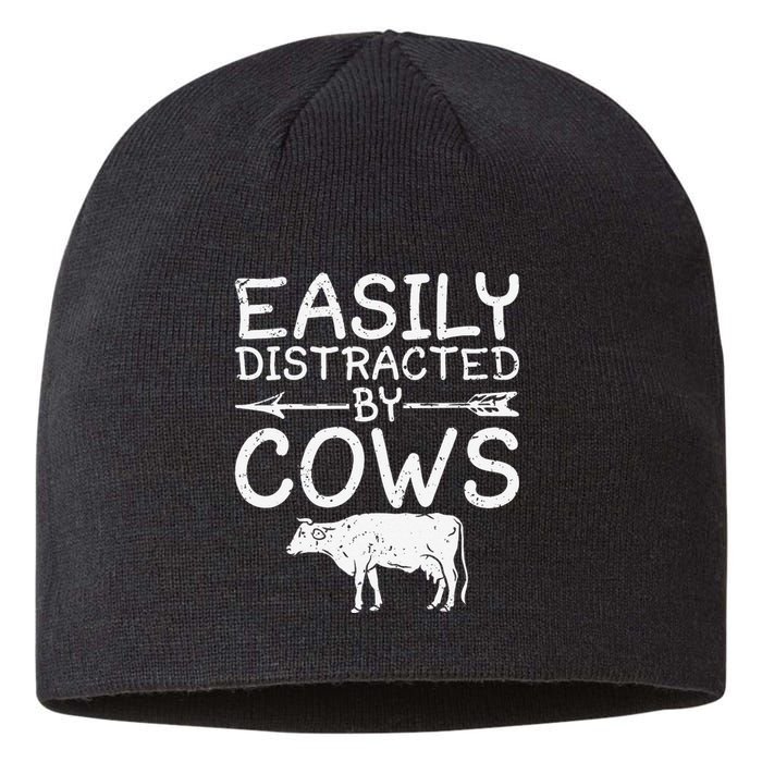 Easily Distracted by Cows funny Cow Famer Sustainable Beanie