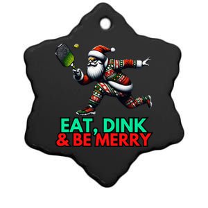 Eat Dink Be Merry Santa Claus Pickleball Christmas Xmas  Ceramic Star Ornament