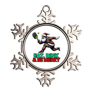 Eat Dink Be Merry Santa Claus Pickleball Christmas Xmas  Metallic Star Ornament