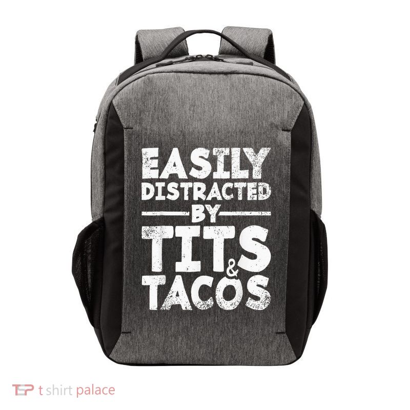 Easily Distracted By Tits And Tacos Adult Humor Vector Backpack