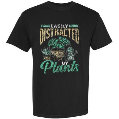 Easily Distracted By Plants Botanics Gardening Botanist Garment-Dyed Heavyweight T-Shirt