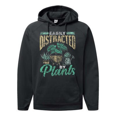 Easily Distracted By Plants Botanics Gardening Botanist Performance Fleece Hoodie