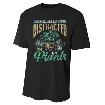 Easily Distracted By Plants Botanics Gardening Botanist Performance Sprint T-Shirt