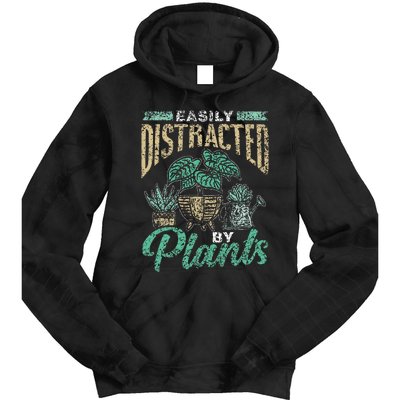 Easily Distracted By Plants Botanics Gardening Botanist Tie Dye Hoodie