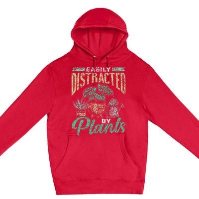 Easily Distracted By Plants Botanics Gardening Botanist Premium Pullover Hoodie