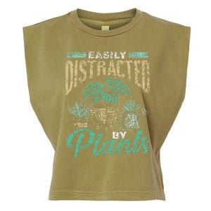 Easily Distracted By Plants Botanics Gardening Botanist Garment-Dyed Women's Muscle Tee