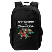 Easily Distracted By Dragons And Books Nerds Book Reader Daily Commute Backpack