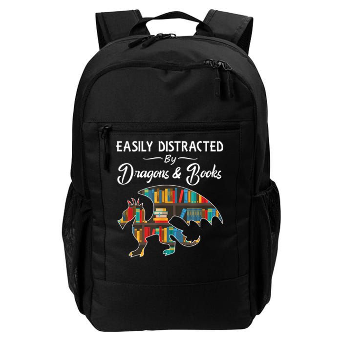 Easily Distracted By Dragons And Books Nerds Book Reader Daily Commute Backpack