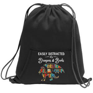 Easily Distracted By Dragons And Books Nerds Book Reader Sweatshirt Cinch Pack Bag