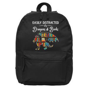 Easily Distracted By Dragons And Books Nerds Book Reader 16 in Basic Backpack