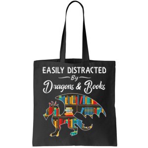 Easily Distracted By Dragons And Books Nerds Book Reader Tote Bag