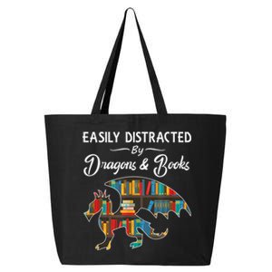 Easily Distracted By Dragons And Books Nerds Book Reader 25L Jumbo Tote