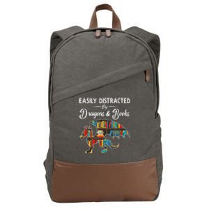 Easily Distracted By Dragons And Books Nerds Book Reader Cotton Canvas Backpack