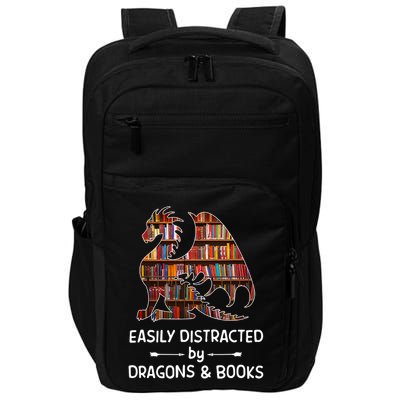 Easily Distracted By Dragon And Books Nerds Impact Tech Backpack