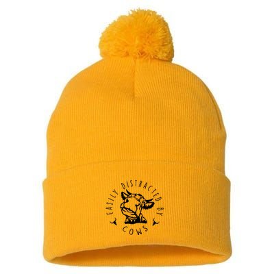 Easily Distracted By Cows Pom Pom 12in Knit Beanie