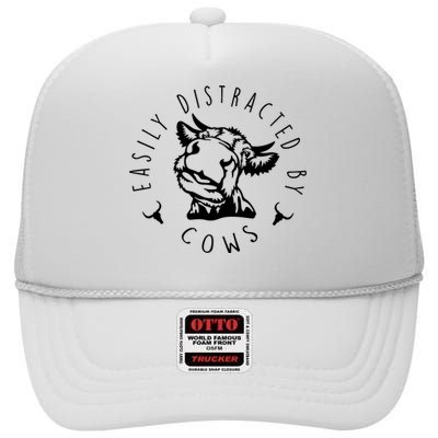 Easily Distracted By Cows High Crown Mesh Back Trucker Hat