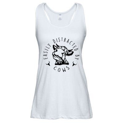 Easily Distracted By Cows Ladies Essential Flowy Tank