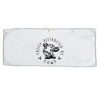 Easily Distracted By Cows Large Microfiber Waffle Golf Towel