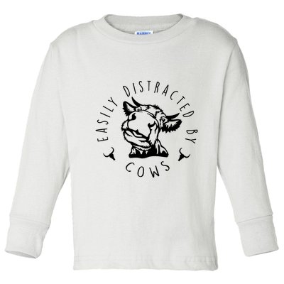 Easily Distracted By Cows Toddler Long Sleeve Shirt