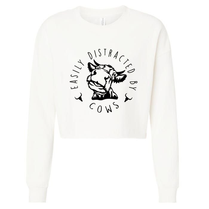 Easily Distracted By Cows Cropped Pullover Crew