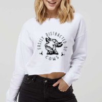 Easily Distracted By Cows Cropped Pullover Crew