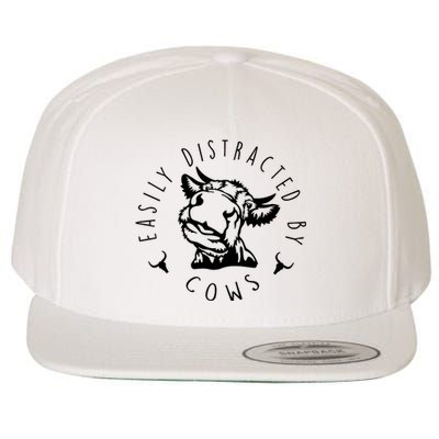 Easily Distracted By Cows Wool Snapback Cap