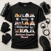 Easily Distracted By American Leopard Hound Leopard Cur Cute Gift Performance Shirt