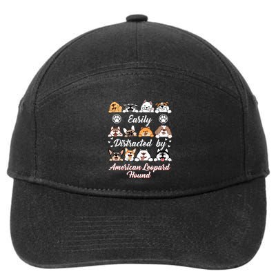 Easily Distracted By American Leopard Hound Leopard Cur Cute Gift 7-Panel Snapback Hat