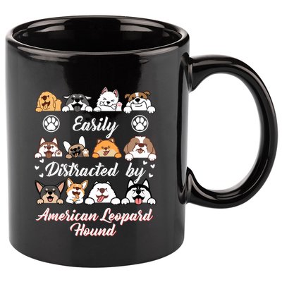 Easily Distracted By American Leopard Hound Leopard Cur Cute Gift 11oz C Handle Ceramic Mug