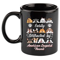 Easily Distracted By American Leopard Hound Leopard Cur Cute Gift 11oz C Handle Ceramic Mug