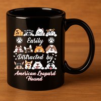 Easily Distracted By American Leopard Hound Leopard Cur Cute Gift 11oz C Handle Ceramic Mug